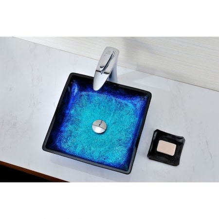 Anzzi Kuku Deco-Glass Vessel Sink in Blazing Blue S128
